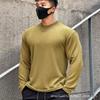 Men Waffle Jacquard Tight Elastic Long Sleeve Fitness Sports Casual Bottoming T Shirt