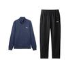 Li Ning Stand Collar Zipper Fleece Cardigan Hoodie Comfortable Long Pants Casual Sports Suit Men Suit AWDVG71-2+AKLVD35-1