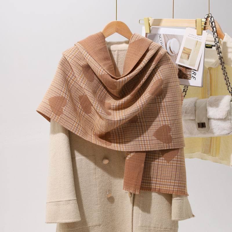 Luxury Heart Print Winter Cashmere Pashmina Scarf Shawl Lady Wrap Warm Autumn Scarves Lady Warm Soft Foulard Poncho Stoles
