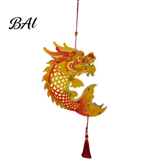 Mid Autumn Festival Lantern Chinese Dragon Fish Kit, DIY Coloring Crafts for Mid-Autumn Holiday Decoration Festival, Handmade Handheld Wooden Assembly B