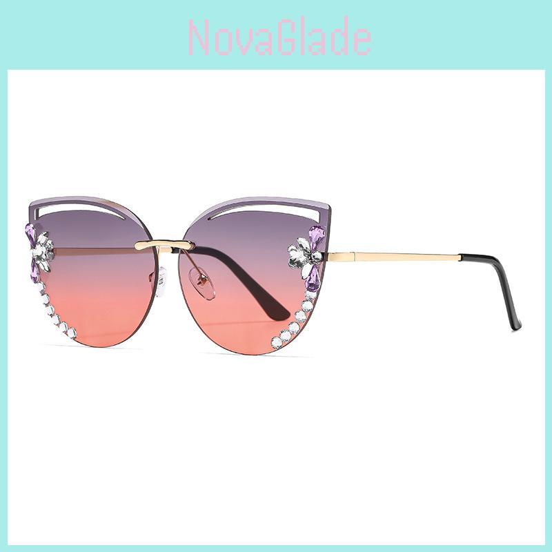 Cat Eye Sunglasses Fashion Metal Frame Uv400 For Outdoor Sun Protection