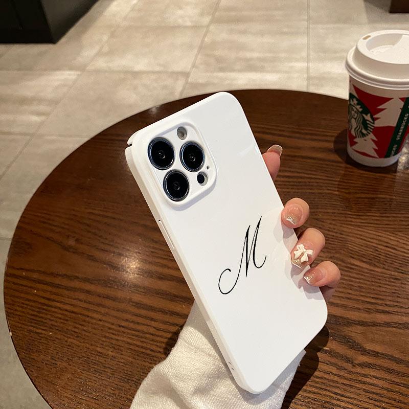 Luxury Letter M Glossy Film Hard PC Phone Case for Oppo A6 A5 A78 A3 A3X A60 A74 A38 A58 A96 A57 A76 A36 A17 A16e A55 Pro 4G 5G