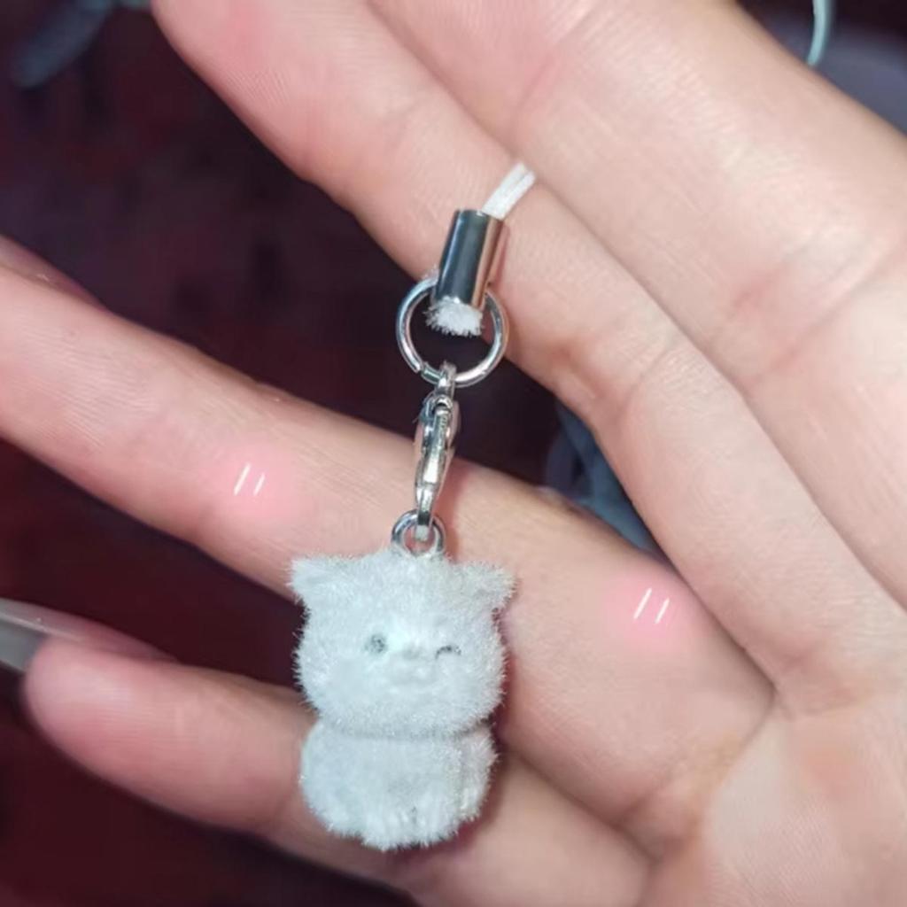 Cute Rabbit Keychain Pendant Cartoon Animal Shaped Keyrings Fashionable Flocking Key Rings Jewelry for Backpacks