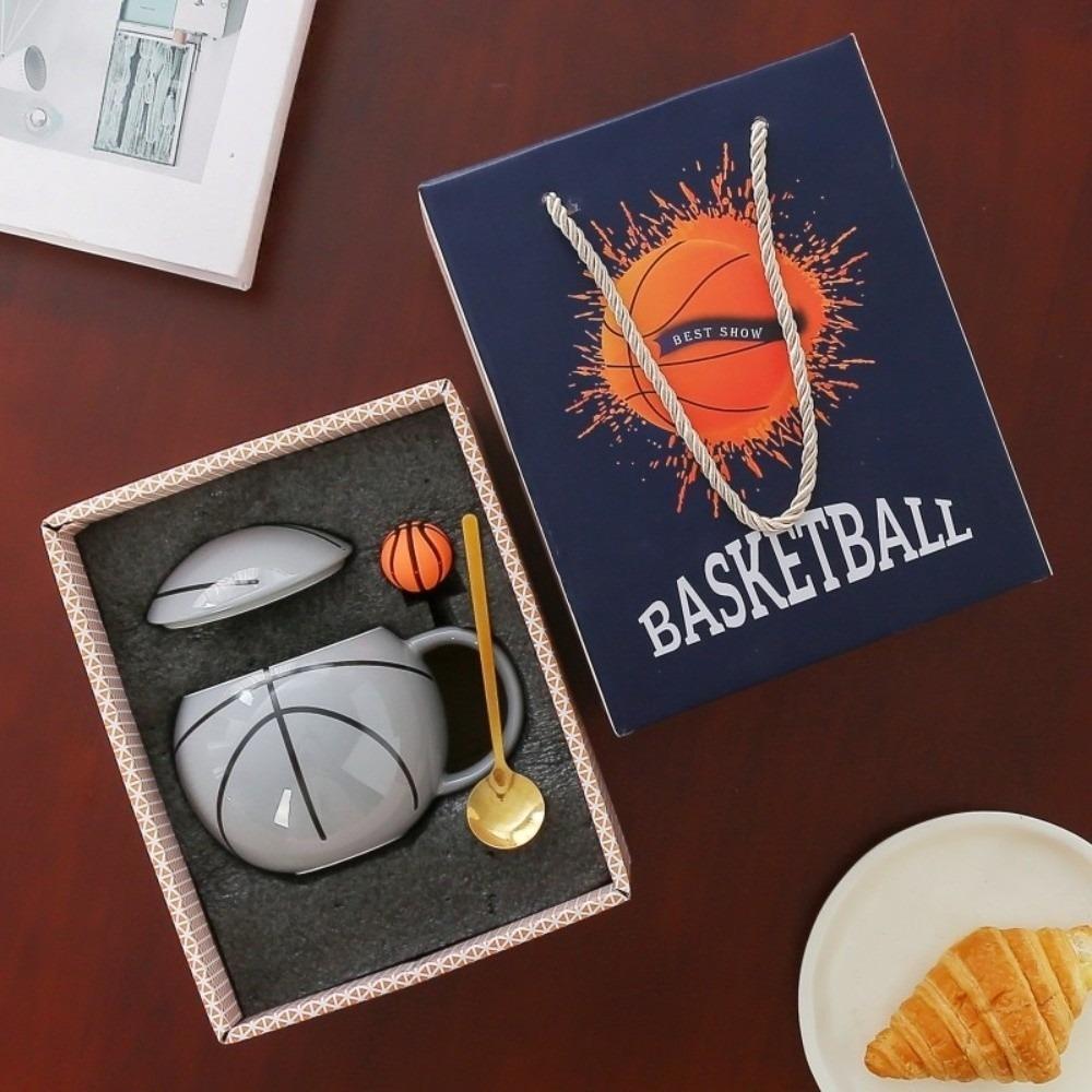 

420ml Basketball Cup Sports Theme Ceramic Mug Drinkware Tea Cup Gift for Basketball Lover Grey 420ml