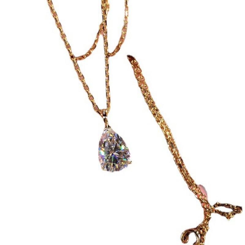 European and American wish simple water drop pear-shaped zircon pendant collarbone chain necklace retro simple jewelry