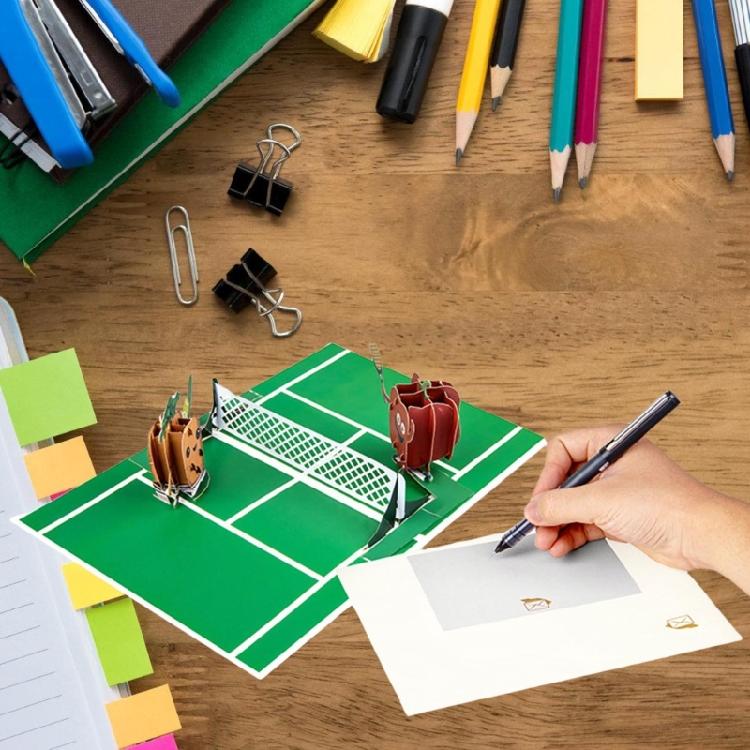 Creative 3D Tennis Theme Popup Gifts Card Fathers Day Greeting Card with Envelope Foldable Happy Birthday Card for Dad