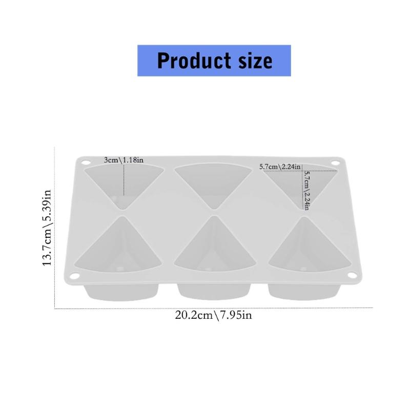 6 Cavity Triangles Cheese Silicone Mould for Craft Food Grade Heat Resistant Baking Tool Easy Release and Cleaning
