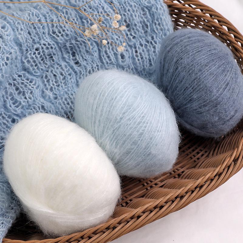 Young Mohair Sweater & Baby Scarf Shawl with Matching Fine Wool Hand-Woven Crochet Bag DIY Kit