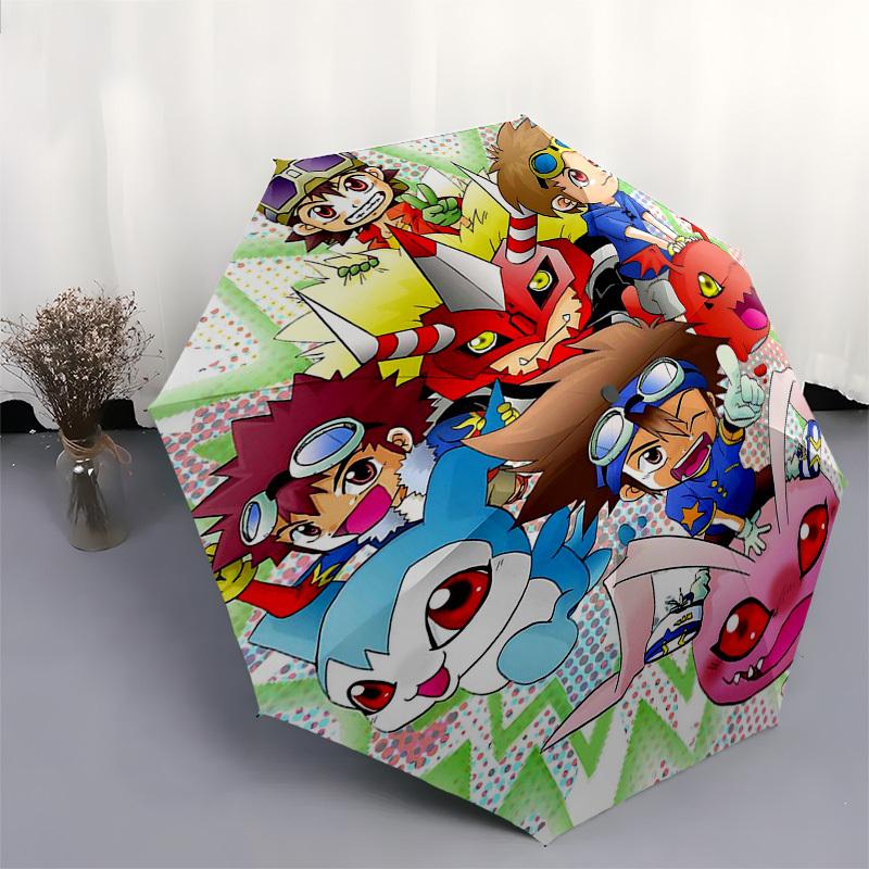 1pc Digimon Adventure Outdoor Umbrella - Automatic Opening/Closing, Portable 3-Fold Design with Metal Frame - Perfect Gift for Fans, Travelers, Everyd