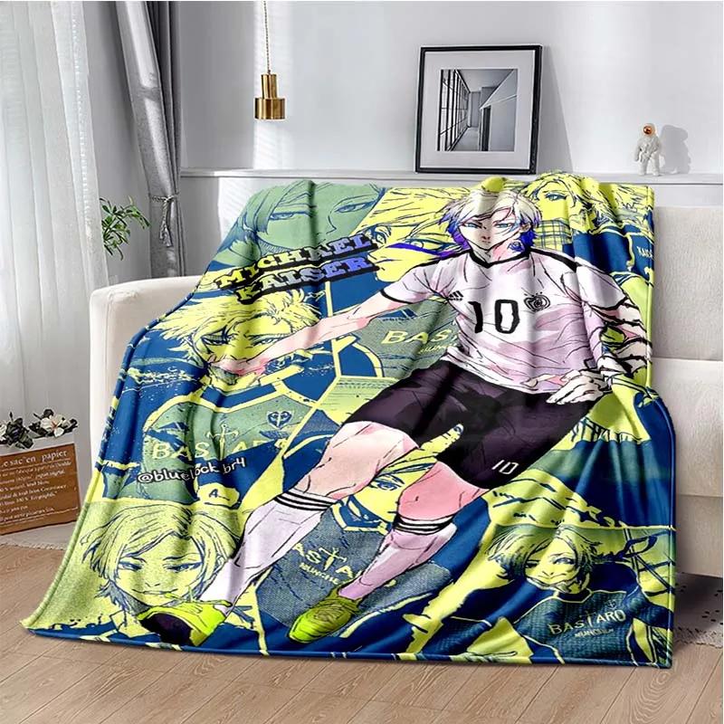 Japanese Cartoon Anime Blue Lock Flannel Throw Blanket Adult Kid Winter Warm Blanket for Bedroom Living Room Sofa Travel Picnic