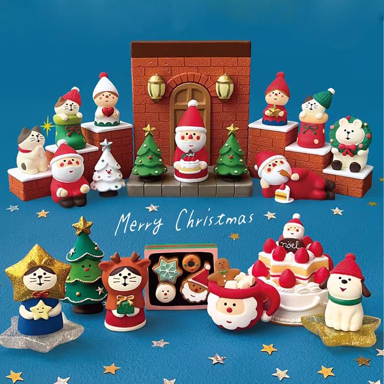 Ornamento di Natale Zakka Gatto Giapponese: Giocattolo Creativo in Resina Blind Box e Regalo Decorativo Trendy.