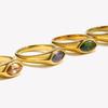 Horse Eye Zircon Seal Ring Colorful Hypoallergenic 316L Stainless Steel Decoration 18K Gold Plated Jewelry