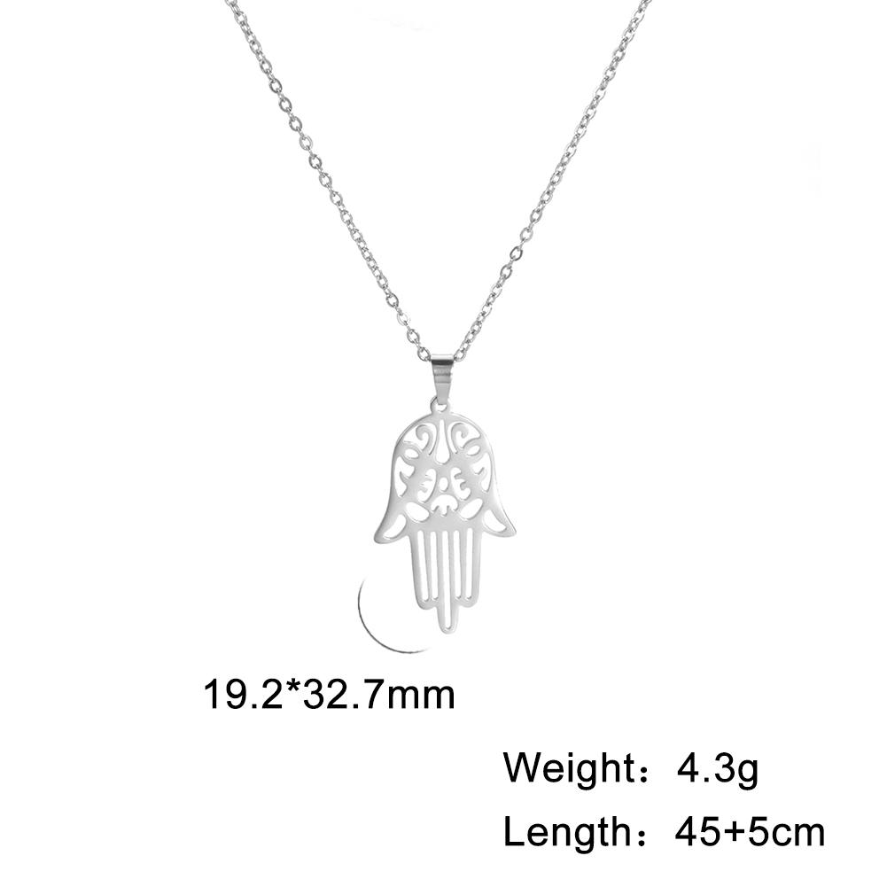 LIKGREAT Hamsa Fatima's Hand Lotus Pendant Necklace Stainless Steel Star of David Hexagram Turkish Evil Eye Choker Jewelry Gifts
