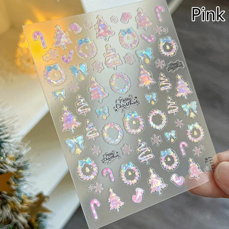 

Рождественские наклейки для ногтей, блестящие ракушки, легкие наклейки для дизайна ногтей, милые снежинки, звездный венок, украшения для ногтей, наклейки для салона красоты своими руками розовый
