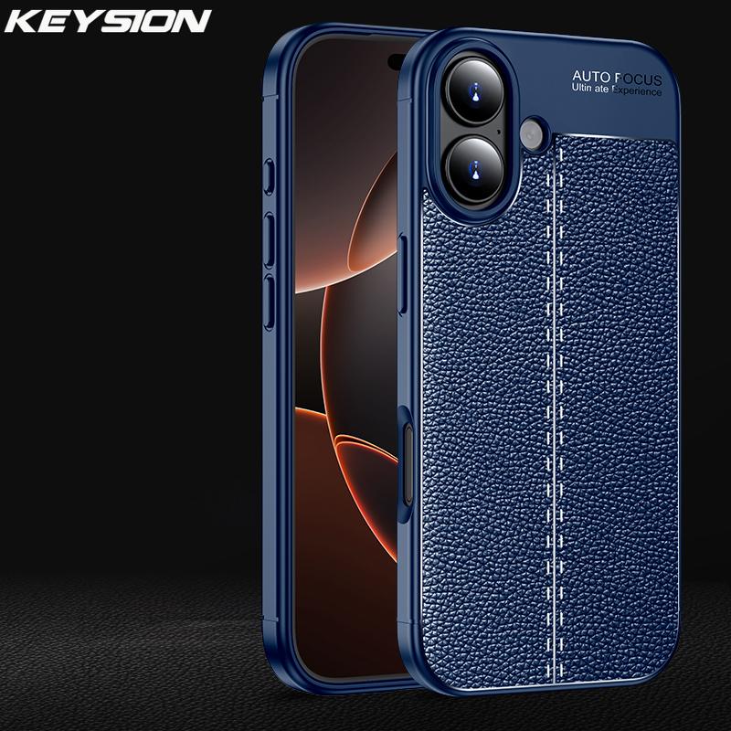 KEYSION დარტყმაგამძლე ქეისი iPhone 17 Pro Max-ისთვის რბილი სილიკონის ტყავის ტექსტურით, ბიზნეს სტილის ტელეფონის უკანა საფარი iPhone 17 17 Air-ისთვის