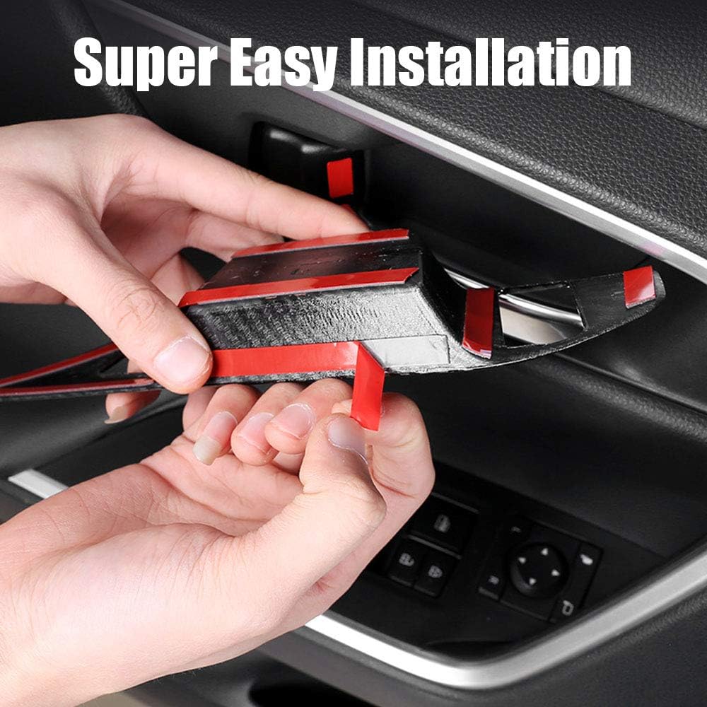 XITER 4pcs ABS Carbon Fiber Inner Door Handle Decoration Cover Door Bowl Trim for Toyota RAV4 2019 2020 2021 2022 2023 2024 2025