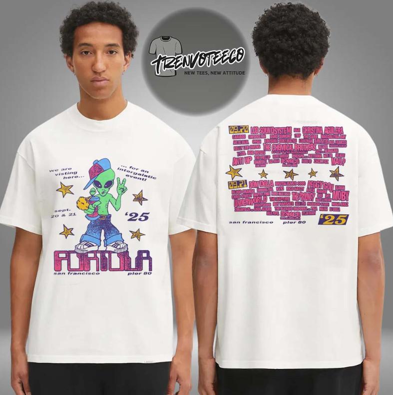Portola Music Festival Intergalactic Visitor Lineup Two Sided Unisex T-Shirt Unisex T-Shirt XL