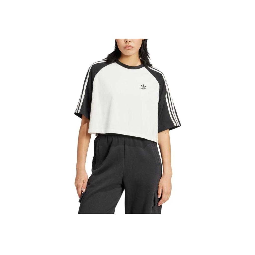 Adidas Originals Adicolor Sst Colorblock T-Shirt Striped Design Versatile Sports Short Sleeve Women T-Shirts Black IZ2828