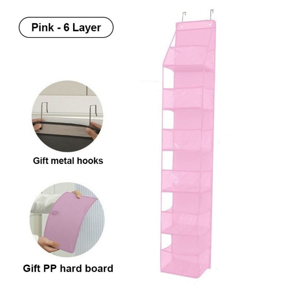 Six Compartments Storage Hanging Bag Wall-mounted Visible Toy Snack Storage Bag Foldable Space Saving Bag Organizer Closet