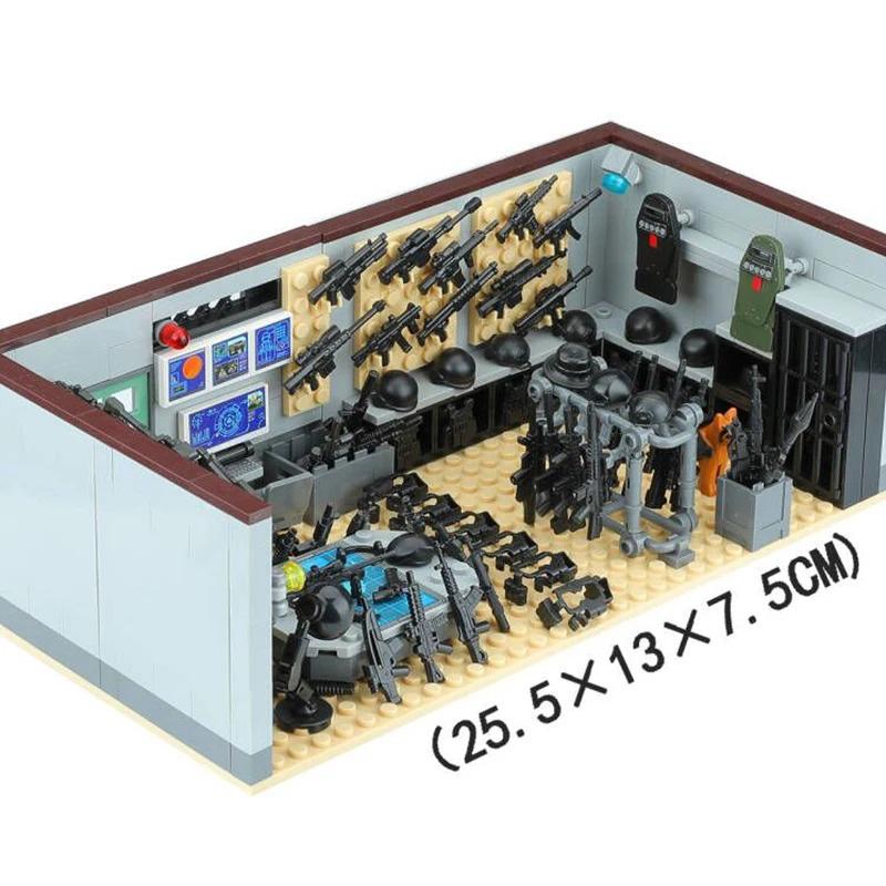 WW2 Military Armory Army Soldiers Figure Building Blocks Machine Gun Accessories Tank Jeep Vehicles SWAT Arsenal Bricks Kids Toy