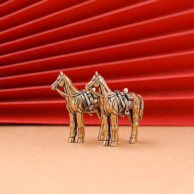 1 Pc Brass Horse Figure Home Decor Ornament Handicraft Get Rich Theme Statuette for Enhancing Wealth And Equestrian Decor
