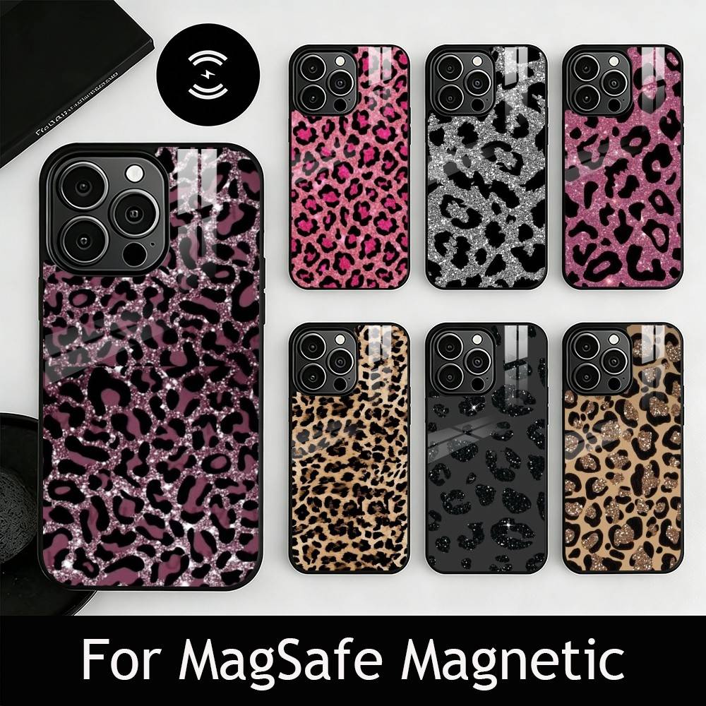 Leopard print Phone Case For iPhone17,16,15,14,13,12,11 Plus,Pro Magnetic with Magsafe Wireless Charging
