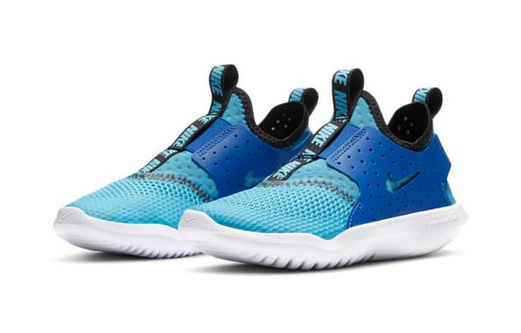 Nike Flex Runner Slip Resistant Cushioning Low Top Kids' Running Shoes White Blue Children Aged 3 7 Years Old CV9327-400