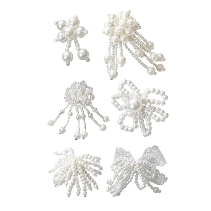2Pcs Artificial Pearls Shoe Charm Pearls Tassels Shoe Buckles Clips Decorations Accessories for Sneakers Embellishments