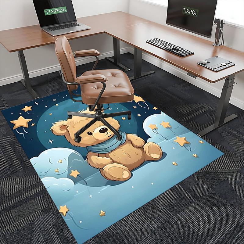 1pc Teddy Bear Starry Night Office Chair Mat - Anime Cartoon Design, Non-Slip Carpet for Home Decor, Seasonal Gift, Suitable for Office and Dormitory.