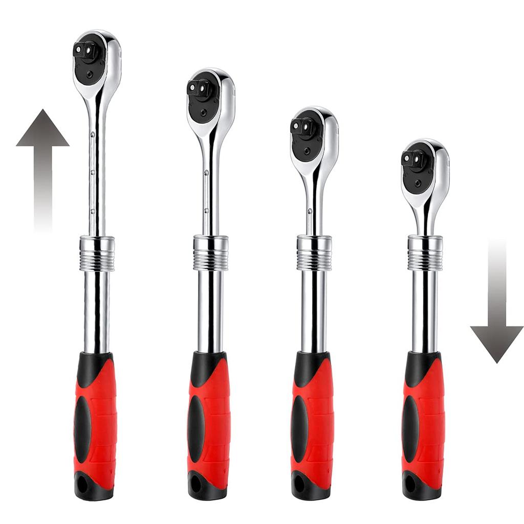 Square Socket Ratchet Telescopic Quick Release Ratchet Reversible Enlarged Handle 3/8-inch Wrench, Drive, 72-Tooth,