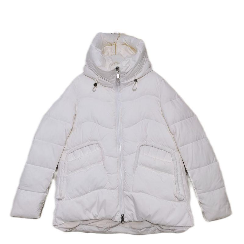 Fashion Tail Goods Hooded Down Cotton Cotton-Padded Clothes for Women Short Model In White Color Cold Protective Clothing Loose Casual Cotton Jacket