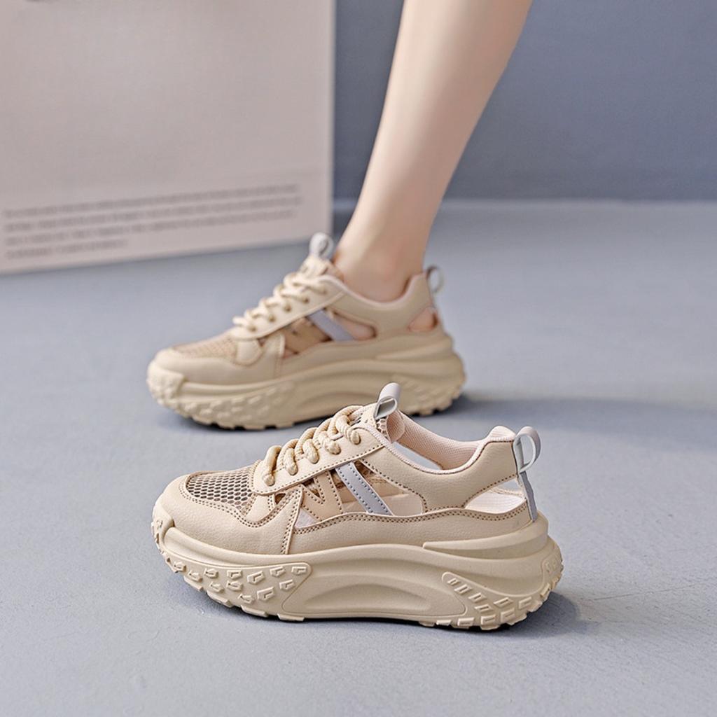 Women's Shoes with A Poop Like Feel, Mesh Shoes with Breathable Mesh Surface, Thin Sports Shoes, Summer Hollowed Out White Board Shoes