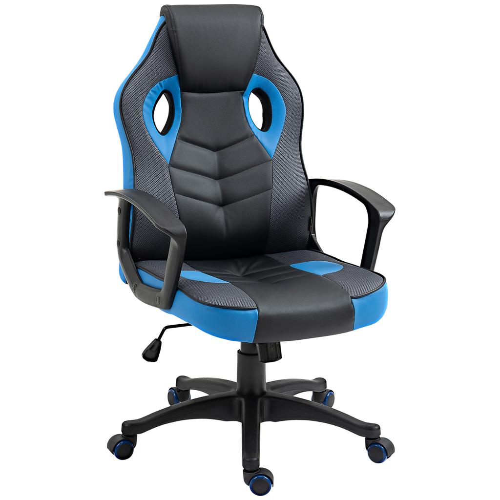 Gaming Chair Swivel Office Armchair with Casters In Faux Leather