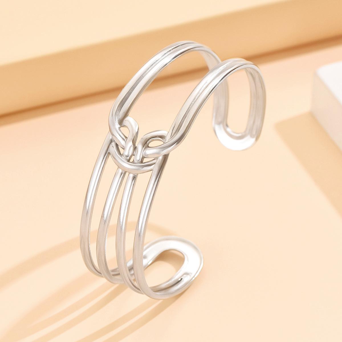 Retro Elegant Women s Adjustable Open Knot Stainless Steel Bracelet