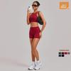 Women's Quick-Dry Cross-Back Yoga Set with Removable Pads and Sports Shorts