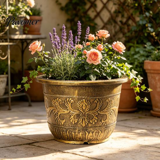 Indoor Outdoor Flower Container Water Lily Planter, Vintage Round Plant Pot, Without Drainage Hole, Large Planter for Bougainvillea Extra Plastic Pot