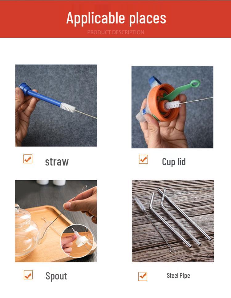 Test Tube Straw & Cup Cleaning Nylon Brush Set for Insulated Cups, Wine Glasses & Tea Cups