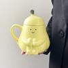 Hug Pear Mug Funny Pear Drinking Cup Cute Girl Office Ceramic Cartoon Water Cup with Lid