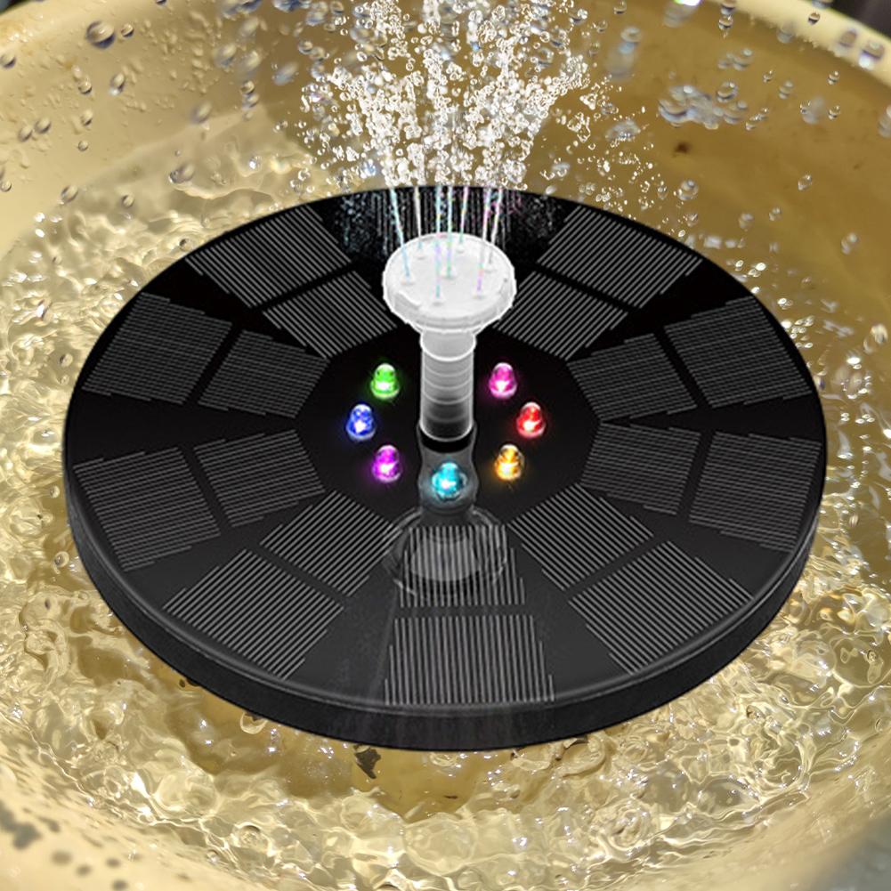 Solar Floating Fountain Water Pump with Color LED Lights for Bird Bath 3W 1600mAh Battery for Garden/Pond/ Pool/Fish Tank Decor
