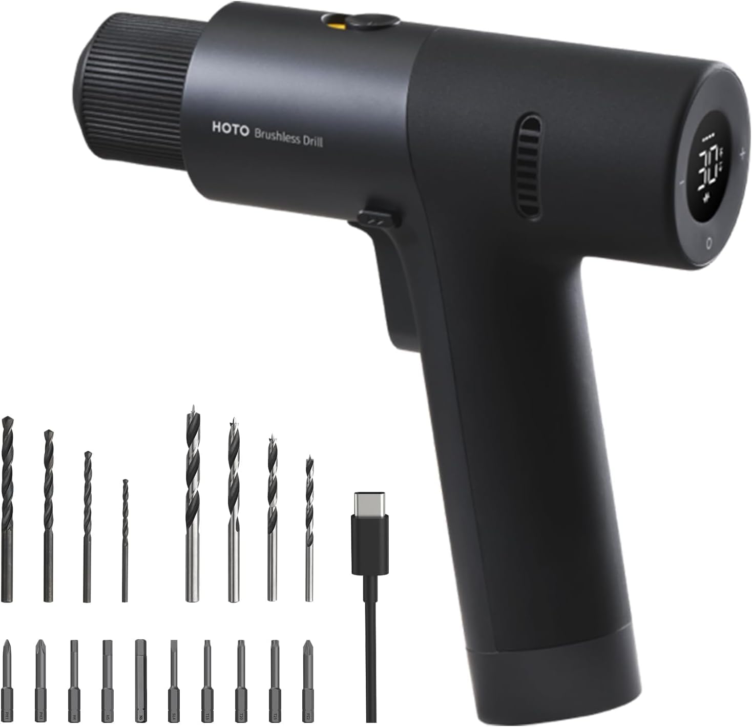 

HOTO 12V Бесщеточная дрель Максимум 10 S2 Легированная сталь 1400 2000 мАч Высокий 30 Крутящий момент HD LED для металла и деревообработки Шуруповерт, 30 Н·м Крутящий момент, Биты, об/мин,