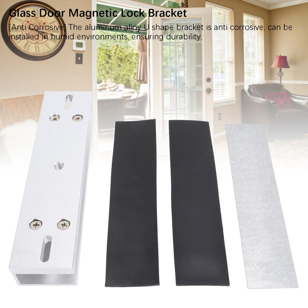 Magnetic Lock U Shape Bracket Aluminum Alloy 280kg 600lbs Electromagnetic Lock U Bracket for Frameless Glass Door
