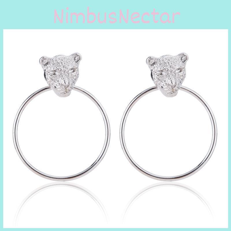 Fashion Leopard Head Geometric Alloy Earrings Trendy Metal Jewelry For Women