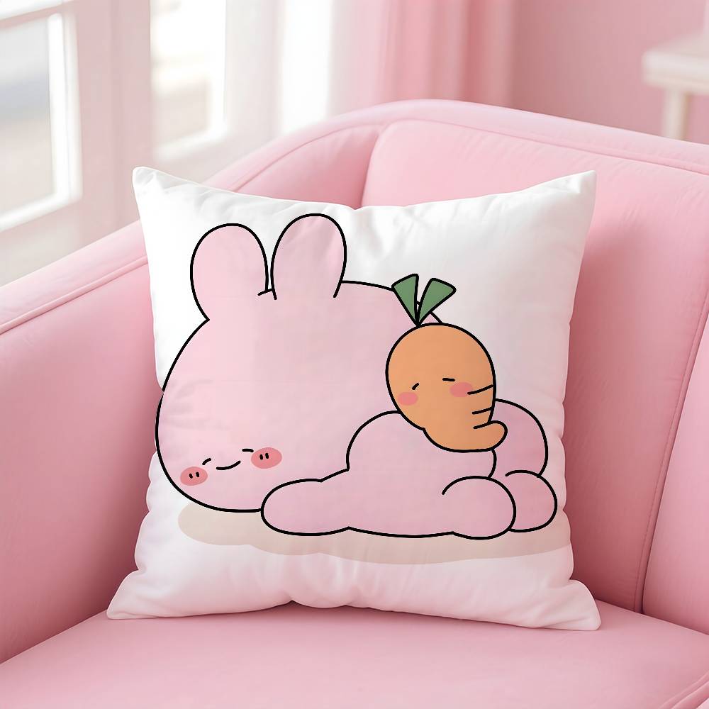 Cartoon A-Asamimichan Cute Bunny Pillow Case pattern printing pillowcase living room sofa cushion cover bedroom room decor