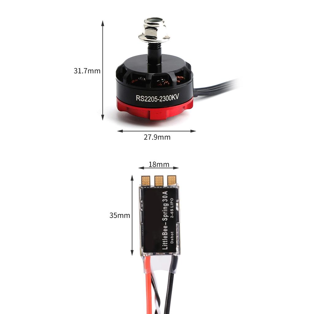 2205 2300KV Brushless Motor 4pcs Reverse Forward Rotating Motor and 4PCS 30A ESC for FPV RC Racing Drone Multicopter
