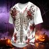 Men's V-Neck Halloween Print Casual T-Shirt for Holiday Party and Everyday Wear