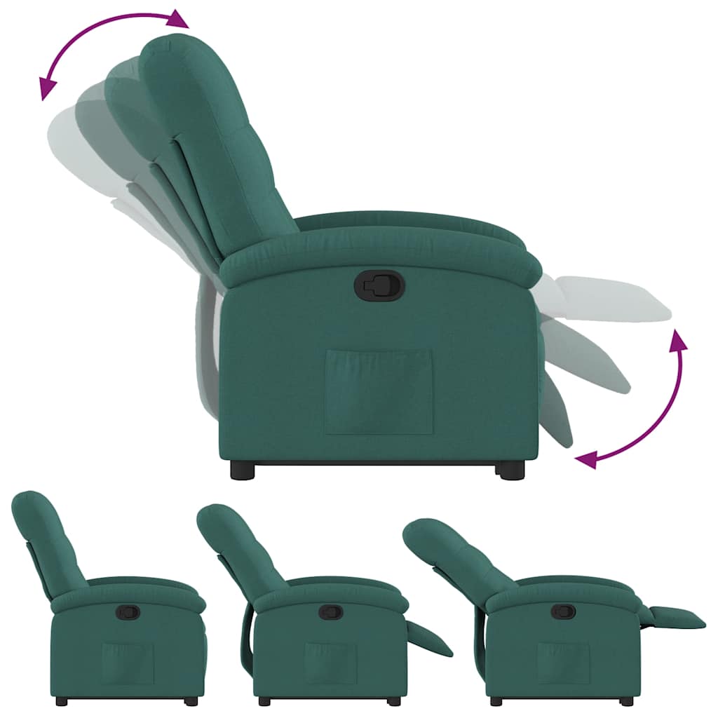 Vidaxl Lift-Up Recliner, Dark Green, Fabric Upholstered