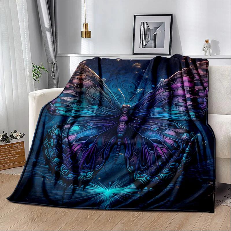 HD Fantasy Butterfly Flower Cartoon Blanket,Soft Throw Blanket for Home Bedroom Bed Sofa Picnic Travel Office Cover Blanket Kids