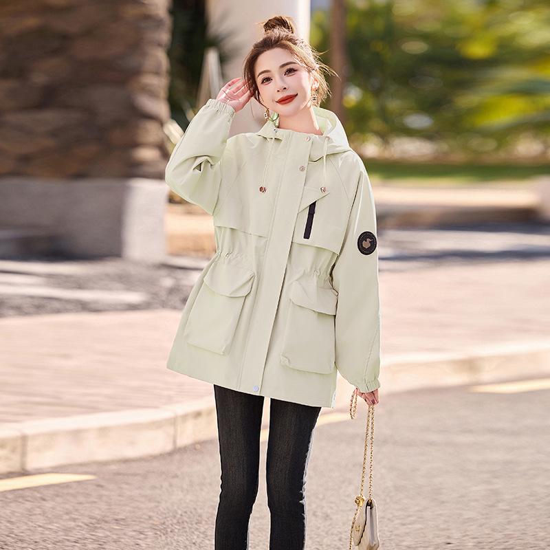 

2025 Women s Versatile Waist-Slimming Mid-Length Trench Coat for Spring & Autumn L (115-125 lbs) рожевий
