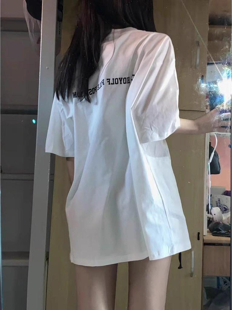 Retro Cotton Plus Size Mid-Length Short-Sleeve Top for Women