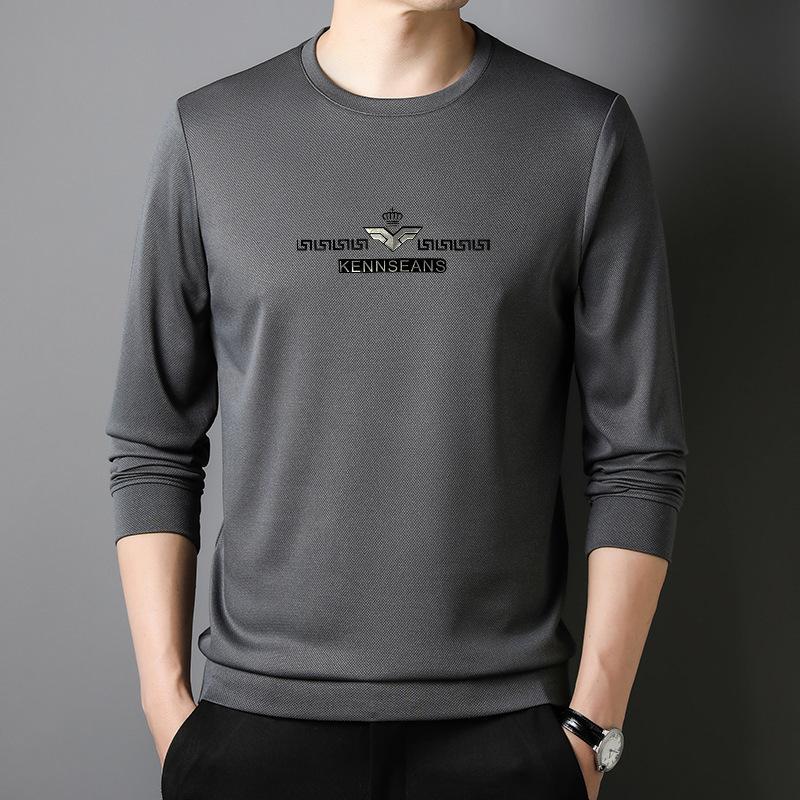 Autumn New Long-Sleeved T-shirt Men's Round Neck Bottoming Shirt Solid Color Trendy Brand Small Shirt Korean Style Fashion Versatile Top